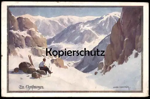 ALTE POSTKARTE FRANZ XAVER JUNG-ILSENHEIM EIN CHRISTMORGEN 1939 Ski Winter hiver Schnee snow Wia Leipzig cpa postcard AK