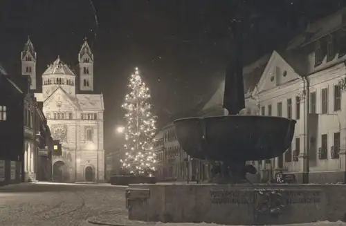 ALTE POSTKARTE SPEYER 1942 BEFLAGGUNG METZGER JACOB HEINZ KRIEGERDENKMAL DEUTSCHLAND MUSS LEBEN befördert nach Auschwitz