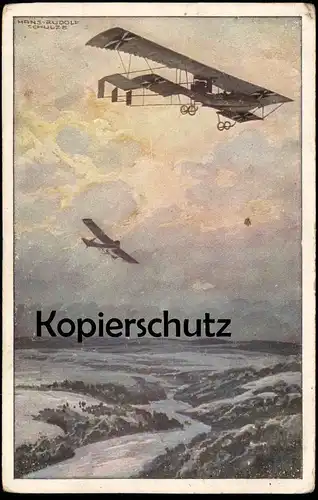 ALTE POSTKARTE DOPPELDECKER HANS RUDOLF SCHULZE Flugzeug Plane Airplane Avion warship biplane double-decker Braunsberg
