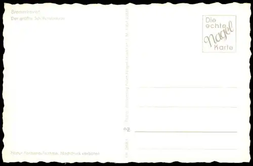 ÄLTERE POSTKARTE BREMERHAVEN GRÖSSTER SCHIFFSHEBEKRAN HAFEN port Kran crane grue postcard Ansichtskarte cpa AK