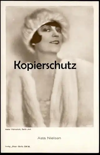 ALTE POSTKARTE ASTA NIELSEN FILM-SCHAUSPIELERIN Actress actor acteur Atelier Mahrenholz Verlag Ross Pelz fourrure fur AK