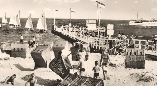 ÄLTERE POSTKARTE 150 JAHRE SEEBAD WYK AUF FÖHR DIE MITTELBRÜCKE UM 1900 UND 1969 Insel Ansichtskarte AK cpa postcard