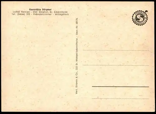 ÄLTERE POSTKARTE GASTSTÄTTE DÖRPHOF LOTHAR REMIEN KREIS ECKERNFÖRDE THEKE SAAL Ansichtskarte AK cpa postcard