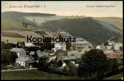 ALTE POSTKARTE GRUSS AUS KLINGENTHAL ORTSTEIL UNTERKLINGENTHAL Vogtland Kupfer-Bergwerk Ansichtskarte AK cpa postcard