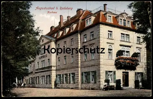 ALTE POSTKARTE AUGUSTUSBAD BEI RADEBERG KURHAUS Pferdefuhrwerk Liegau Kreis Bautzen Ansichtskarte AK cpa postcard