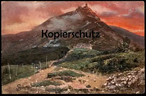ALTE POSTKARTE SCHNEEKOPPE RIESENGEBIRGE SIGN. PAUL GÜNTHER BERLIN TUCK'S nezka Sniezka Krkonose Karkonosze Sudeten cpa