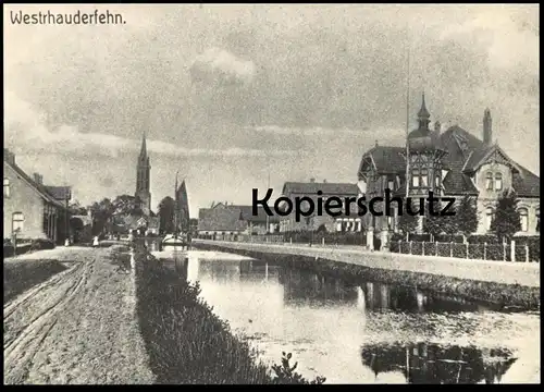 ÄLTERE REPRO POSTKARTE WESTRHAUDERFEHN RAJEN MIT BLICK ZUR KIRCHE UM 1910 RHAUDERFEHN Ansichtskarte AK cpa postcard