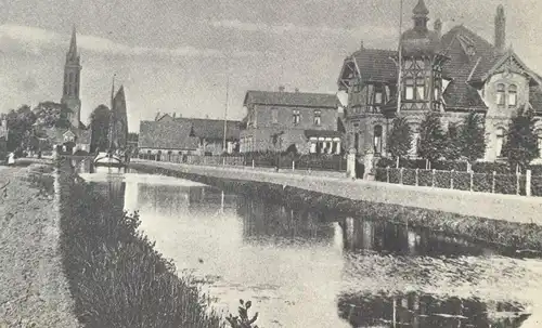 ÄLTERE REPRO POSTKARTE WESTRHAUDERFEHN RAJEN MIT BLICK ZUR KIRCHE UM 1910 RHAUDERFEHN Ansichtskarte AK cpa postcard