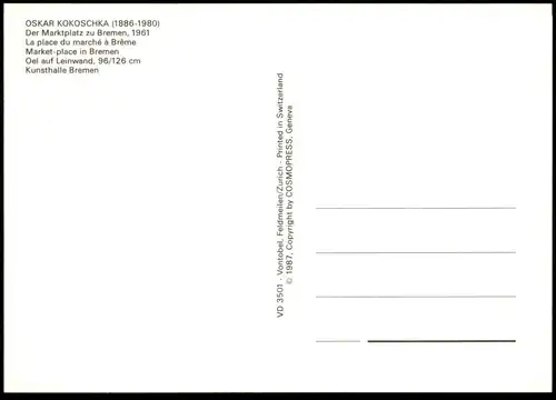 ÄLTERE POSTKARTE OSKAR KOKOSCHKA DER MARKTPLATZ ZU BREMEN Markt marché market postcard cpa AK Ansichtskarte