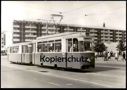 ÄLTERE POSTKARTE FRANKFURT ODER STRASSENBAHN 2 WESTKREUZ NEUES DEUTSCHLAND ZENTRALKOMITEE SED tram tramway cpa postcard