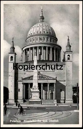 ALTE POSTKARTE POTSDAM NICOLAIKIRCHE UND OBELISK Nikolaikirche St. Nikolai monument Ansichtskarte cpa postcard AK