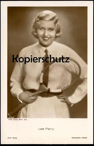 ALTE POSTKARTE LEE PARRY FILM-SCHAUSPIELERIN TENNIS RACKET Tennisschläger Actress actor Verlag Ross Atelier Balazs cpa