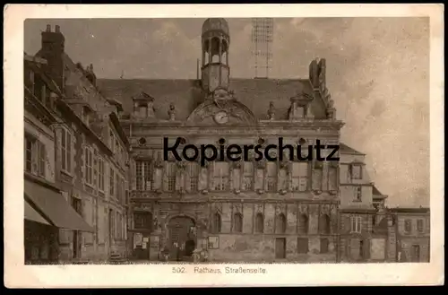 ALTE POSTKARTE NOYON RATHAUS STRASSENSEITE Feldpost 1917 Oise Ansichtskarte postcard cpa AK