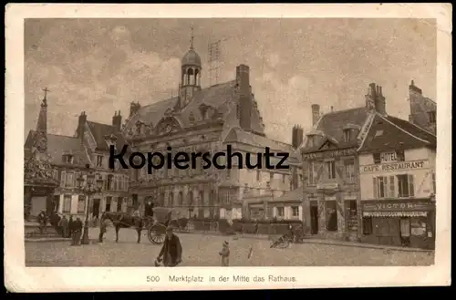 ALTE POSTKARTE NOYON MARKTPLATZ MITTE PIANOS ORGUES HOTEL VICTOR Feldpost 1916 Oise Ansichtskarte postcard cpa AK