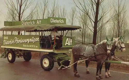 ÄLTERE POSTKARTE DIETERICH ALT BIER PFERDEVERGNÜGEN DÜSSELDORF Brauerei beer cerveza Kutsche Blesse postcard AK cpa