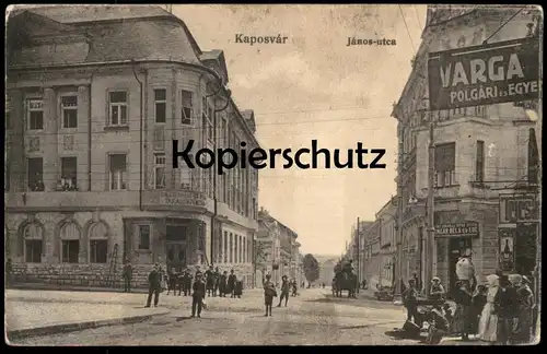 ALTE POSTKARTE KAPOSVAR JANOS-UTCA VARGA POLGARI UNCAR BELA ES EDE Hungary Ungarn Magyarorszag Magyar postcard cpa AK