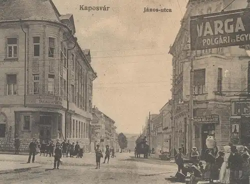 ALTE POSTKARTE KAPOSVAR JANOS-UTCA VARGA POLGARI UNCAR BELA ES EDE Hungary Ungarn Magyarorszag Magyar postcard cpa AK