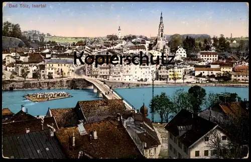 ALTE POSTKARTE BAD TÖLZ ISARTAL Floß Flößer Flößerei floating rafting timber Ansichtskarte cpa AK postcard