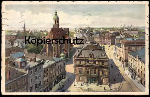 ALTE POSTKARTE TROPPAU OBERRING MIT THEATER UND PFARRKIRCHE OPAVA HORNI NAMESTI SUDETEN Tschechien Ansichtskarte