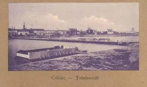 ALTE PASSEPARTOUT POSTKARTE COBLENZ TOTALANSICHT Badeanstalt Koblenz Gesamtsansicht Total Ansichtskarte postcard AK cpa