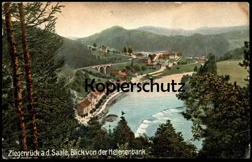 ALTE KÜNSTLER POSTKARTE ZIEGENRÜCK SAALE BLICK VON DER HELENENBANK Thüringen cpa postcard AK Ansichtskarte