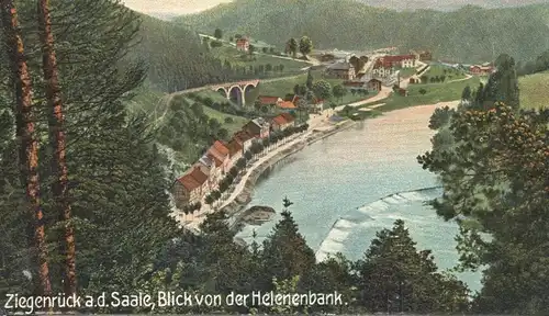 ALTE KÜNSTLER POSTKARTE ZIEGENRÜCK SAALE BLICK VON DER HELENENBANK Thüringen cpa postcard AK Ansichtskarte