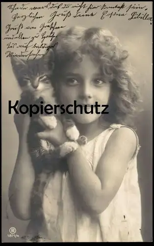 ALTE POSTKARTE MÄDCHEN KATZENBABY KATZE Kätzchen chat cat girl fille Kind child AK cpa postcard Ansichtskarte