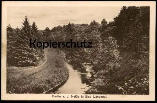 ALTE POSTKARTE PARTIE AN DER NEISSE BAD LANGENAU Dlugopole Zdroj Habelschwerdt Bystrzyca Klodzka Schlesien Ansichtskarte