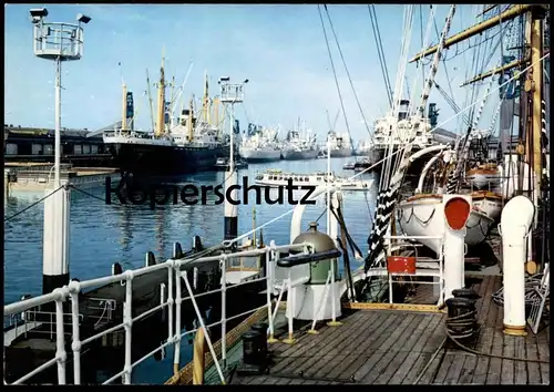 ÄLTERE POSTKARTE BREMEN ÜBERSEEHAFEN HAFEN SCHIFF harbour port Deck Frachschiff cargo steam ship Ansichtskarte postcard