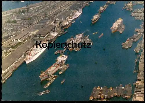 ÄLTERE POSTKARTE ROTTERDAM HAVENGEZICHT HAVEN Luftbild Hafen harbour port Schiff cargo ship Ansichtskarte cpa postcard