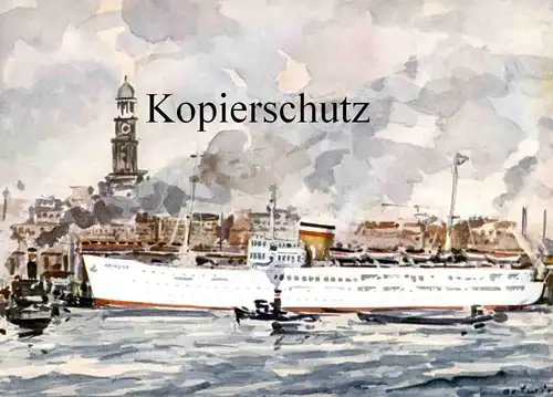 ÄLTERE KÜNSTLER POSTKARTE HAMBURG T.S. ARIADNE IM HAFEN sign. Ortwin Hamburg Amerika Linie Haven harbour ship postcard