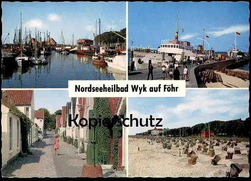 ÄLTERE POSTKARTE WYK AUF FÖHR SCHIFF RÜM HART LANDUNGSBRÜCKE HAFFE CARL-HAEBERLIN-STRASSE Ansichtskarte AK postcard cpa