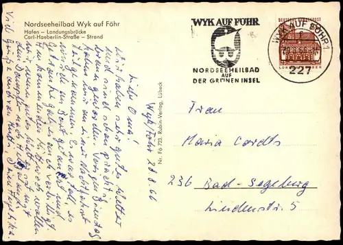 ÄLTERE POSTKARTE WYK AUF FÖHR SCHIFF RÜM HART LANDUNGSBRÜCKE HAFFE CARL-HAEBERLIN-STRASSE Ansichtskarte AK postcard cpa