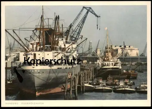 ÄLTERE POSTKARTE HAMBURG ELLERHOLZHAFEN HAFEN FRACHTSCHIFF TAMO Rotterdam Dampfer Schiff cargo ship Ansichtskarte AK cpa