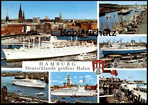 ÄLTERE POSTKARTE HAMBURG DEUTSCHLANDS GRÖSSTER HAFEN harbour port puerto Fähre Dampfer Schiff ship Ansichtskarte