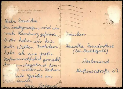 ÄLTERE POSTKARTE HAMBURG ABENDSTIMMUNG AN DER NIEDERELBE Elbe Dampfer Schiff ship Ansichtskarte AK cpa postcard