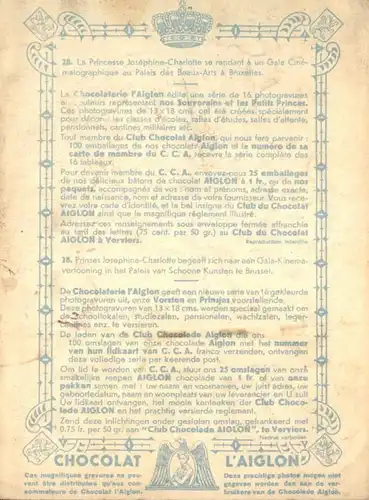 ALTES FOTO PRINCESSE JOSEPHINE-CHARLOTTE GALA CINÉMATOGRAPHIE BRUXELLES BELGIQUE CHOCOLAT L'AIGLON 19 cm x 14 cm photo