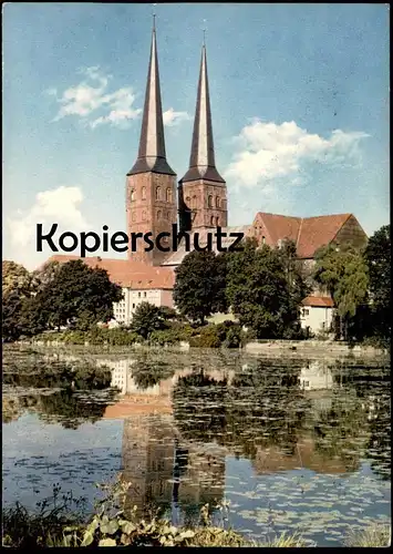 ÄLTERE POSTKARTE LÜBECK BLICK ZUM DOM SEEROSEN Kirche water lily nymphéa Ansichtskarte AK postcard cpa