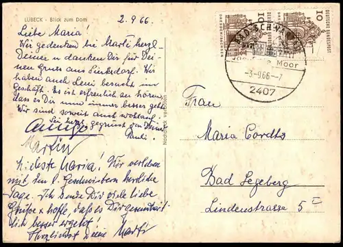 ÄLTERE POSTKARTE LÜBECK BLICK ZUM DOM SEEROSEN Kirche water lily nymphéa Ansichtskarte AK postcard cpa