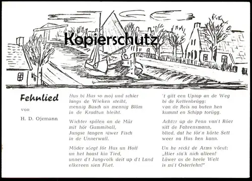 ÄLTERE KÜNSTLER POSTKARTE FEHNLANDSCHAFT FEHNLIED OJEMANN SIGN. F. KÖRTE OSTRHAUDERFEHN Ostfriesland Ansichtskarte AK