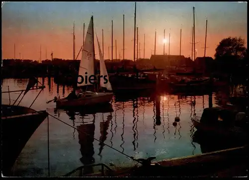 ÄLTERE POSTKARTE OSTSEEBAD STRANDE ECKERNFÖRDER BUCHT Segelschiff Abendstimmung Ansichtskarte AK postcard cpa