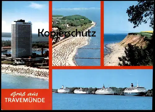 ÄLTERE POSTKARTE GRUSS AUS TRAVEMÜNDE Schiffe Kreuzfahrt Kreuzfahrtschiffe Lübeck Ansichtskarte AK postcard cpa