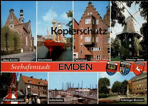 ÄLTERE POSTKARTE SEEHAFENSTADT EMDEN JOHANNA-MÜHLE AMRUMBANK AUSSENHAFEN Hafen Schiff ship Ansichtskarte postcard cpa AK