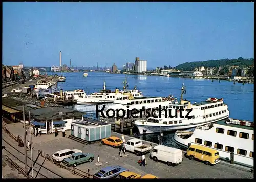 ÄLTERE POSTKARTE FLENSBURG AN DER FÖRDEBRÜCKE VW Bus Ford Opel Haven Hafen harbour port Ansichtskarte postcard AK cpa