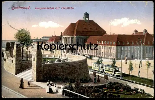 ALTE POSTKARTE DORTMUND HAUPTBAHNHOF MIT FREISTUHL Bahnhof gare station Strassenbahn tram Ansichtskarte AK postcard cpa