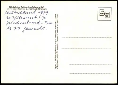 ÄLTERE POSTKARTE FÄHRBAHNHOF PUTTGARDEN FEHMAR-KAI FÄHRE DEUTSCHLAND (1953) Hafen port ferry Schiff ship Ansichtskarte