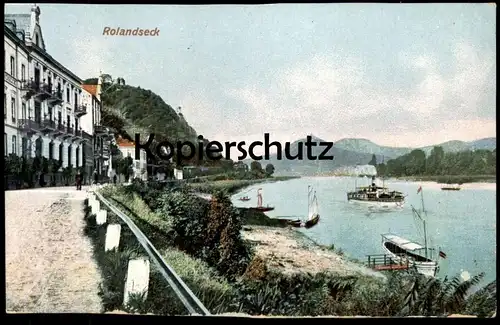 ALTE POSTKARTE ROLANDSECK REMAGEN PANORAMA RHEIN Schiff Dampfer Dampfschiff Ansichtskarte AK postcard cpa