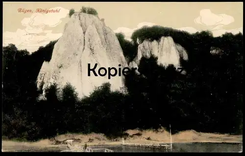 ALTE POSTKARTE INSEL RÜGEN KÖNIGSTUHL KÖNIGSSTUHL WANDERER MANN Kreidefelsen Felsen Fels Ansichtskarte AK postcard cpa