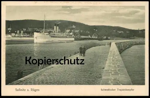ALTE POSTKARTE INSEL RÜGEN SASSNITZ SCHWEDISCHER TRAJEKTDAMPFER Dampfer steam ship Trajekt Ansichtskarte AK postcard cpa