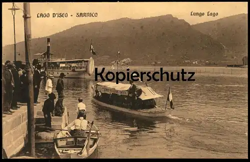 ALTE POSTKARTE SARNICO LAGO D'ISEO LUNGO LAGO Restaurant Cantiere Sebino Dampfer Schiff Fähre ship Ansichtskarte cpa AK